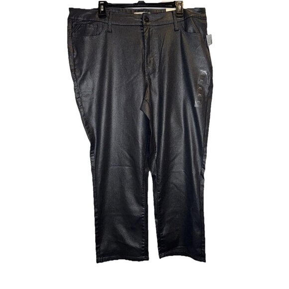 Edgely Women’s Gray Faux Leather Ankle Slim Straight High Rise Pants Sz 20W NEW - Picture 1 of 14